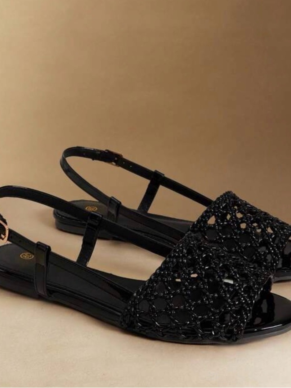 Black Woven Slingback Sandals - Women's Stylish Summer Flats